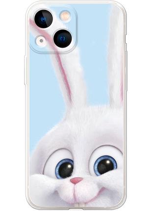 Чехол силиконовый с картинкой на iphone 13 mini (кролик снежок)
