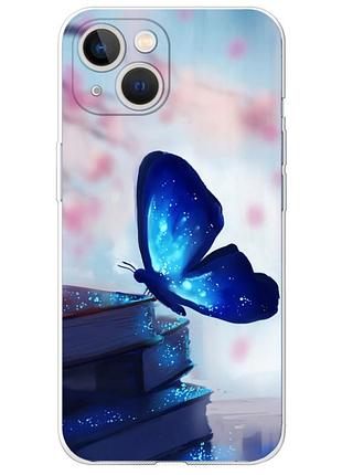 Чехол силиконовый с картинкой на iphone 13 (бабочка)