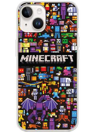 Чехол силиконовый с картинкой на iphone 14 plus (майнкрафт, minecraft)