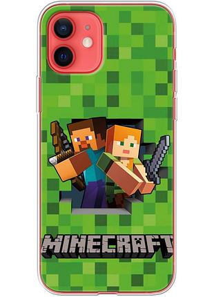 Чехол силиконовый с картинкой на iphone 12 mini (майнкрафт, minecraft)