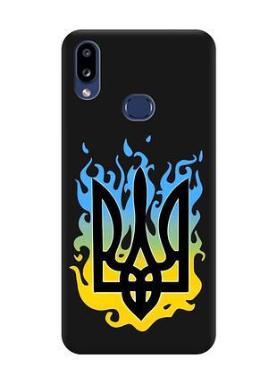 Матовый чехол с черными боками на samsung galaxy a10ѕ a107 :: тризуб пламя (принт 257)