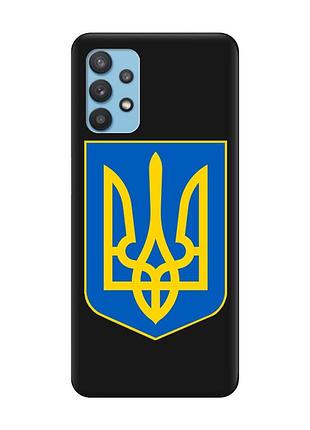 Матовый чехол с черными боками на samsung galaxy a32 :: тризуб украина (принт 256)