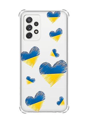 Чехол с утолщёнными углами на samsung galaxy a72 (a725) :: сердечка. украина (принт 258)