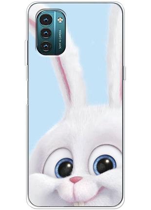 Чехол силиконовый с картинкой на nokia g21 (кролик снежок)