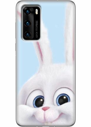 Чехол силиконовый с картинкой на huawei p40 (кролик снежок)