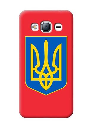 Матовый чехол с красными боками на samsung galaxy j3/j310 :: тризуб украина (принт 256)