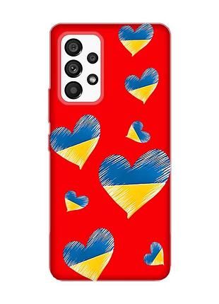 Матовий чохол з червоними боками на samsung galaxy a53 4g/5g :: сердечка. україна (принт 258)