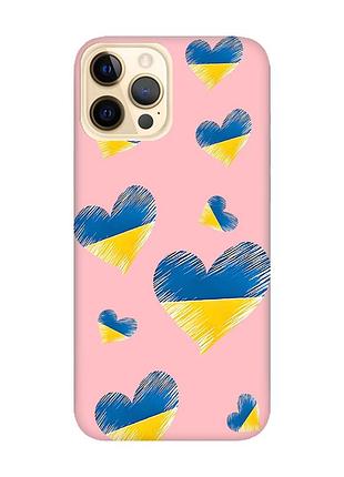 Матовий чохол з рожевими боками на apple iphone 12 pro max :: сердечка. україна (принт 258)