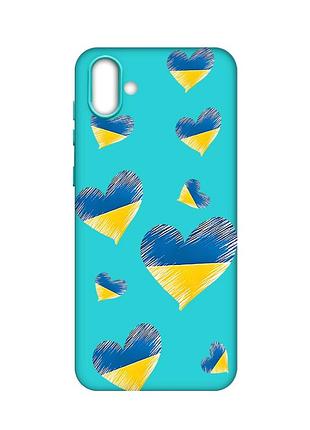 Матовий чохол з бірюзовими боками на samsung galaxy a04 :: сердечка. україна (принт 258)