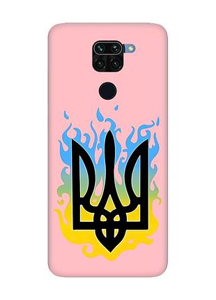 Матовий чохол з рожевими боками на xiaomi redmi note 9 :: тризуб полум'я (принт 257)