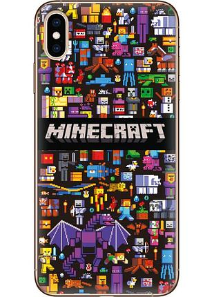 Чехол силиконовый с картинкой на iphone xs max (майнкрафт, minecraft)