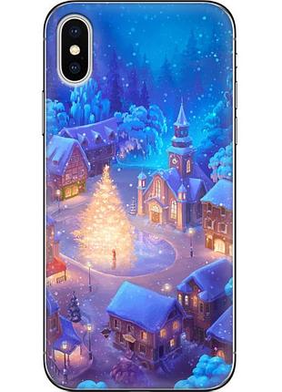 Чехол силиконовый с картинкой на iphone xs (новогодний)