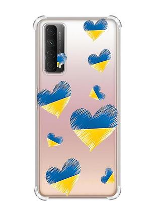 Чехол с утолщёнными углами для huawei p smart 2021 :: сердечка. украина (принт 258)