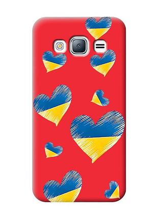 Матовый чехол с красными боками на samsung galaxy j3/j310 :: сердечка. украина (принт 258)