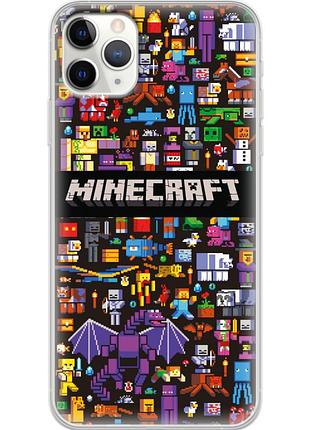 Чехол силиконовый с картинкой на iphone 11 pro max (майнкрафт, minecraft)