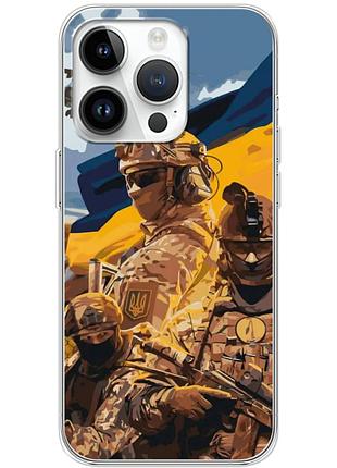 Чехол силиконовый с картинкой на iphone 14 pro max (патриотический, воины всу)