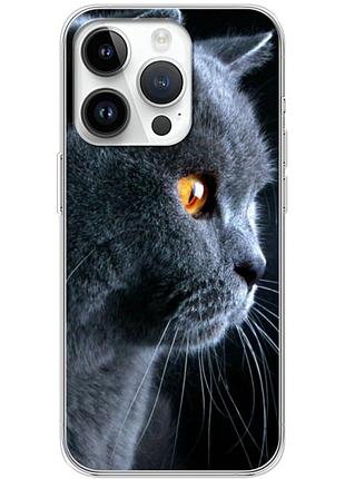 Чехол силиконовый с картинкой на iphone 14 pro (британский кот)