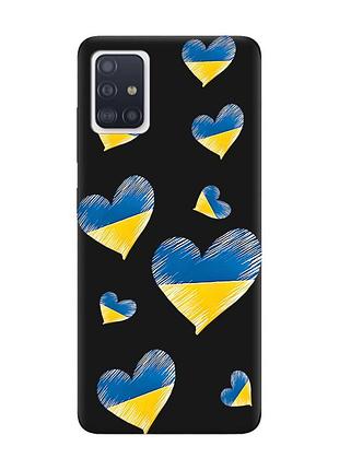 Матовий чохол з чорними боками на samsung galaxy a51 :: сердечка. україна (принт 258)