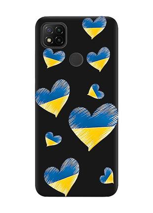 Матовий чохол з чорними боками на xiaomi redmi 9c/10a :: сердечка. україна (принт 258)