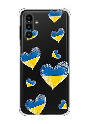 Чохол із потовщеними кутами на samsung galaxy a04s/a13 5g :: сердечка. україна (принт 258)