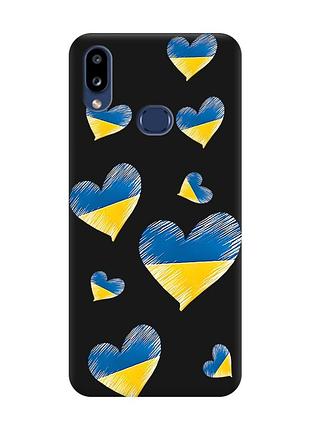 Матовый чехол с черными боками на samsung galaxy a10ѕ a107 :: сердечка. украина (принт 258)