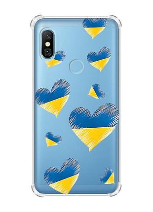 Чохол з потовщеними кутами на xiaomi redmi note 6 pro :: сердечка. україна (принт 258)