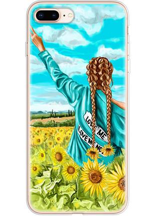Чохол силіконовий з картинкою на iphone 8 plus (патріотичний, дівчинка українка)