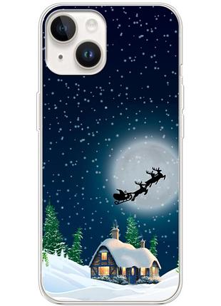 Чехол силиконовый с картинкой на iphone 14 (новогодний)