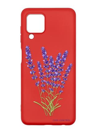 Матовый чехол с красными боками на samsung galaxy a22 4g/m32/m22 :: лаванда (принт 28)