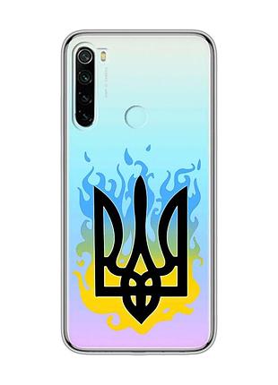Прозрачный чехол на xiaomi redmi note 8 :: тризуб пламя (принт 257)