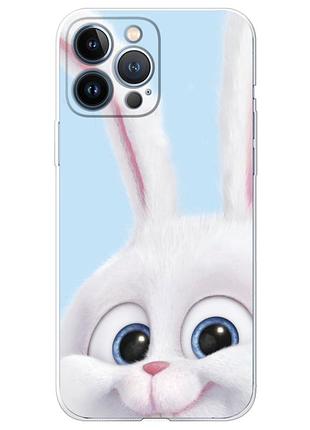 Чехол силиконовый с картинкой на iphone 13 pro max (кролик снежок)