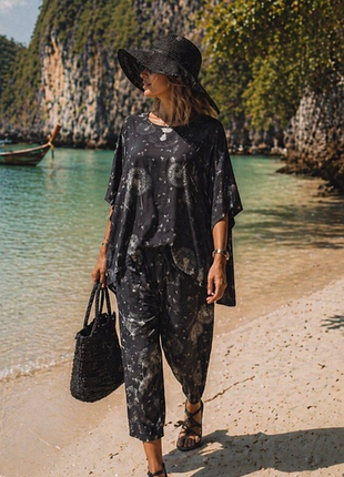 Пляжний брючний костюм-двійка бохо boho.