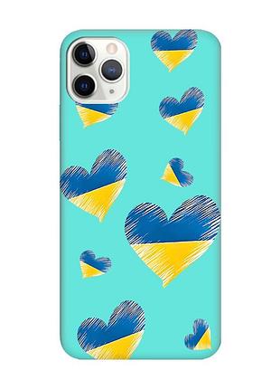 Матовий чохол з бірюзовими боками на iphone 11 pro max (6.5) :: сердечка. україна (принт 258)