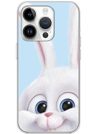 Чехол силиконовый с картинкой на iphone 14 pro (кролик снежок)
