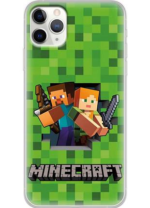 Чехол силиконовый с картинкой на iphone 11 pro max (майнкрафт, minecraft)