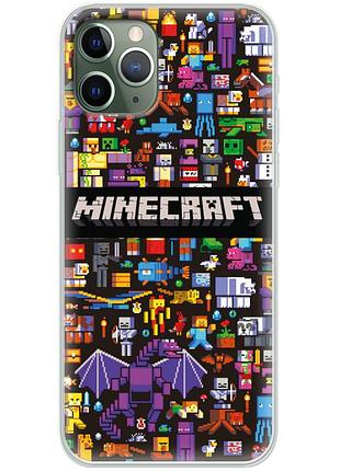 Чехол силиконовый с картинкой на iphone 11 pro (майнкрафт, minecraft)