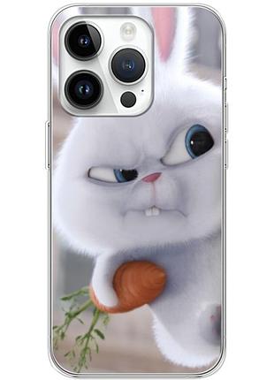 Чехол силиконовый с картинкой на iphone 14 pro (кролик снежок)