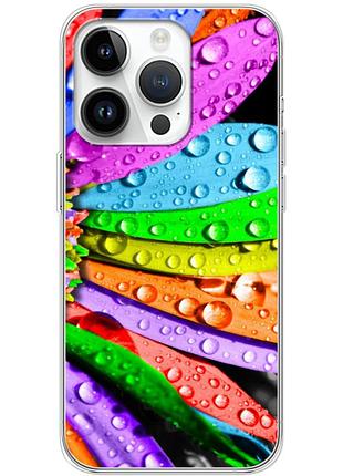 Чехол силиконовый с картинкой на iphone 14 pro max (цветные листья)