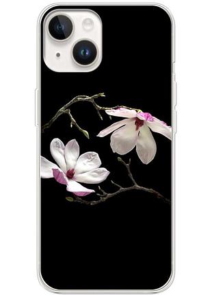 Чехол силиконовый с картинкой на iphone 14 (цветок, монголия)