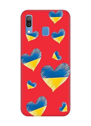 Матовый чехол с красными боками на samsung galaxy a30 (2019)/a20 (2019) :: сердечка. украина (принт 258)