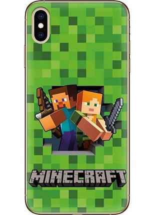 Чехол силиконовый с картинкой на iphone xs max (майнкрафт, minecraft)
