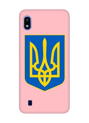 Матовый чехол с розовыми боками на samsung galaxy a10 (2019) a105 :: тризуб украина (принт 256)
