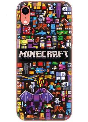 Чехол силиконовый с картинкой на iphone xr (майнкрафт, minecraft)