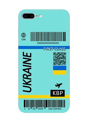 Матовый чехол с бирюзовыми боками на apple iphone 7 plus/8 plus :: авиабилет украина (принт 262)
