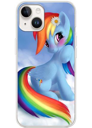 Чехол силиконовый с картинкой на iphone 14 (литл пони, my little pony)