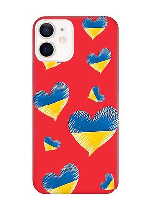 Матовый чехол с красными боками на apple iphone 12/12 pro (6.1) :: сердечка. украина (принт 258)
