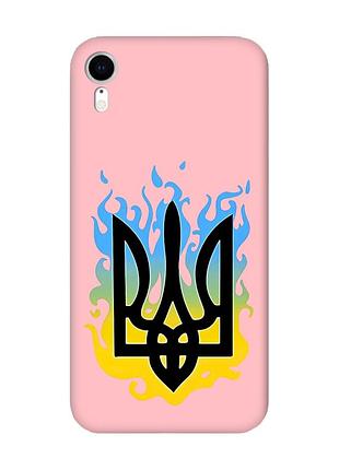 Матовый чехол с розовыми боками на apple iphone xr :: тризуб пламя (принт 257)