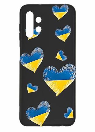 Матовый чехол с черными боками на samsung galaxy a13 4g :: сердечка. украина (принт 258)