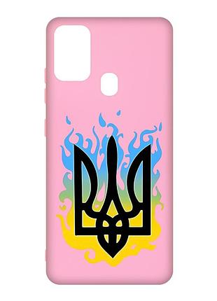 Матовий чохол з рожевими боками на samsung galaxy m30s/m21 :: тризуб полум'я (принт 257)