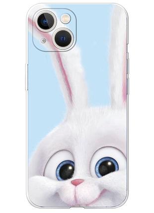 Чехол силиконовый с картинкой на iphone 13 (кролик снежок)